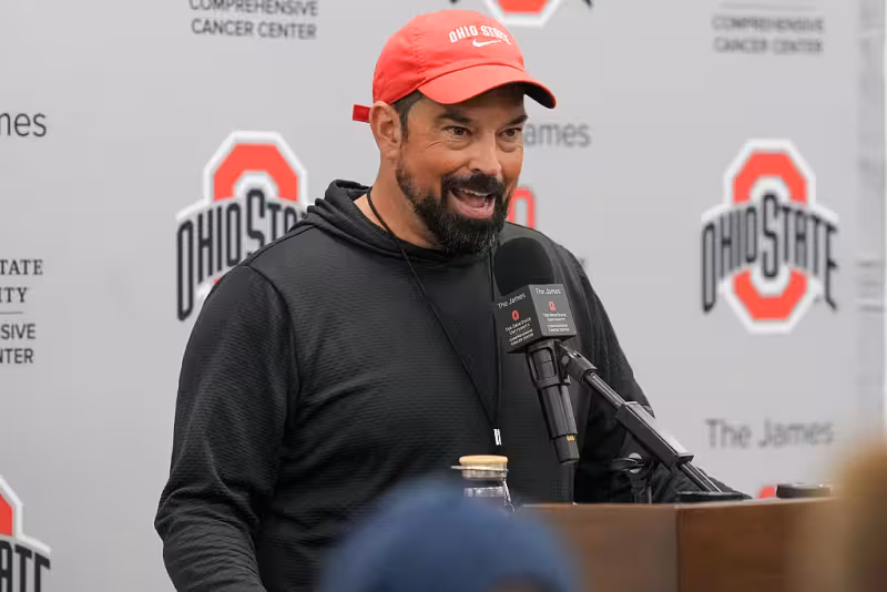Ryan Day Claims Ohio State Is A Place For Winners While Sitting In Front Of A Participation Trophy
