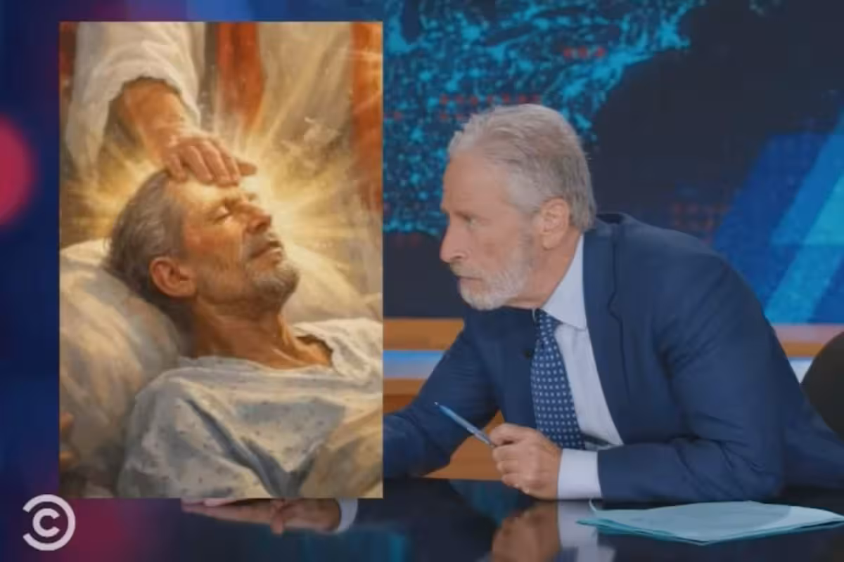 Jon Stewart mocks Trump's AI Jesus meme and says the face looked like him