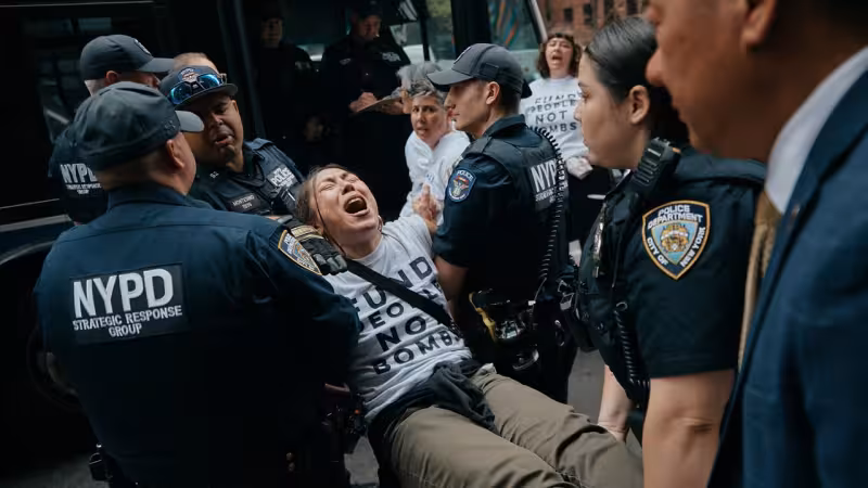 Dozens arrested as protesters urge Schumer, Gillibrand block bomb sale to Israel