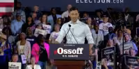 Jon Ossoff mocks Trump’s Iran war and family wealth at Augusta rally