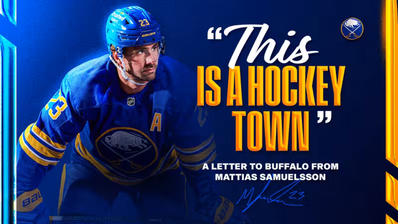 'This is a hockey town' | A letter from Mattias Samuelsson | Buffalo Sabres
