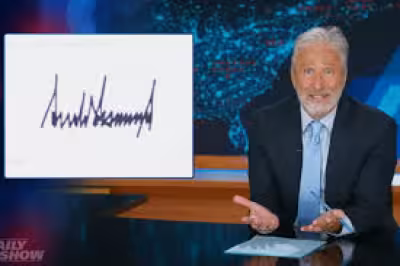 Jon Stewart mocks Trump’s psychedelic pitch as he turns to Iran and Kimmel