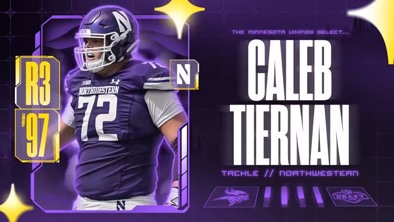 Vikings Draft Northwestern Tackle Caleb Tiernan with 97th Pick