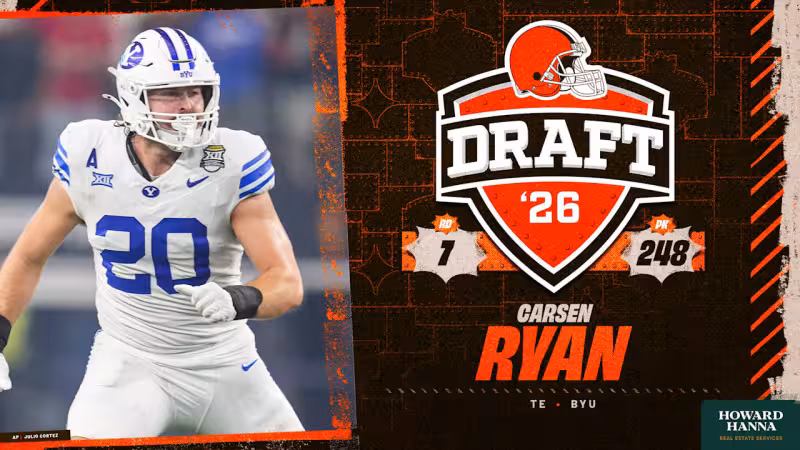 Browns select TE Carsen Ryan with the No. 248 pick in the 2026 NFL Draft