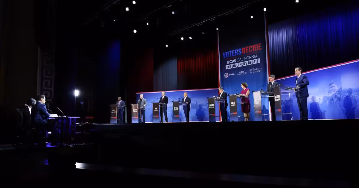 California Governors Debate page shows C-SPAN book link and revenue disclaimer
